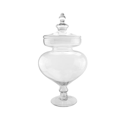 23" Large Transparent Glass Container with Finial Topped Lid