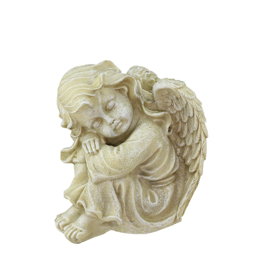 5.75" Heavenly Gardens Distressed Ivory Resting Cherub Angel Outdoor Patio Garden Statue