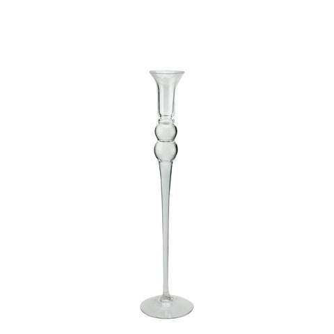 16.25" Transparent Glass Taper Candle Holder