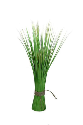 37.75" Green and Yellow Artificial Onion Grass Bundle Wrapped with Decorative Tan Rope