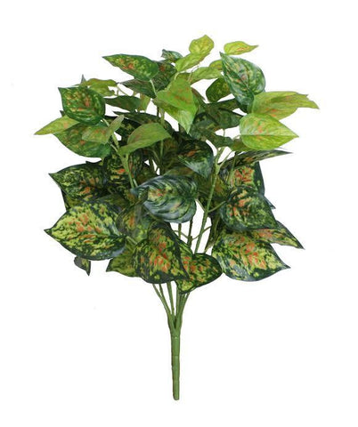 19.5" Decorative Artificial Green and Yellow Dieffenbachia Floral Bush