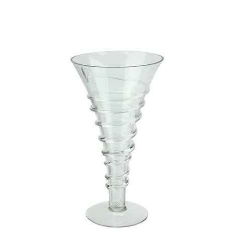 11.75" Transparent Glass Trumpet Vase with Decorative Spiral Accent