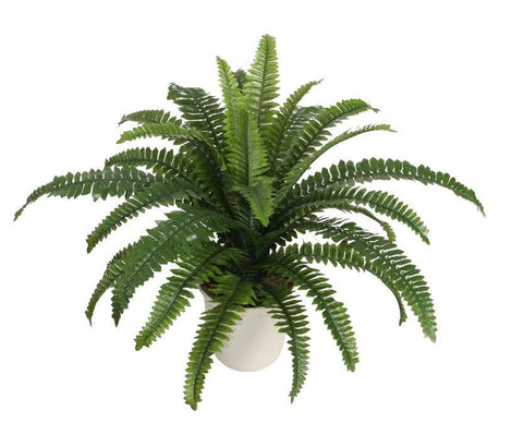 24" Potted Artificial Green Boston Fern in a Decorative Cream Pot