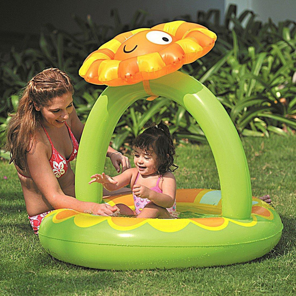 39" Inflatable Baby Pool with Adjustable Sunflower Sun Shade