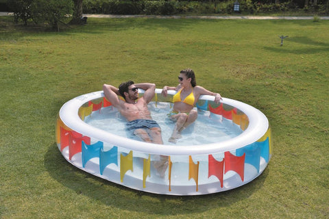 98" Elliptical Shaped Inflatable Pool with Multi-Colored Panels