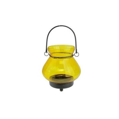 4.75" Transparent Yellow Glass Mini Tea Light Candle Lantern Decoration