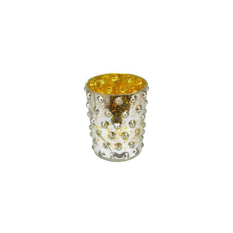 5" Gold and Silver Hobnail Mercury Glass Decorative Votive Candle Holder