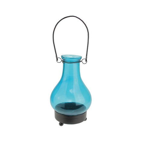 6.5" Transparent Blue India Glass Bottle Tea Light Candle Lantern Decoration