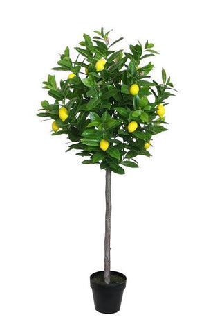 57" Decorative Potted Artificial Green and Yellow Lemon Tree in a Black Pot