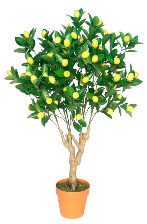 45" Potted Artificial Green and Yellow Lemon Tree in a Decorative Pot