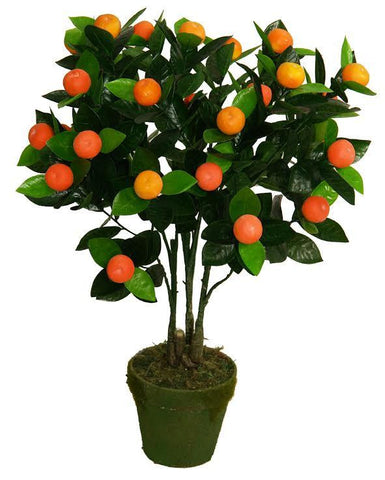 36.75" Decorative Potted Artificial Green and Orange Citrus Mitis Tree