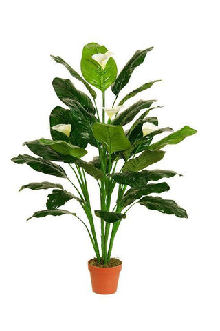 47.5" Decorative Potted Artificial Green and White Tropical Spathe Peace Lily Plant