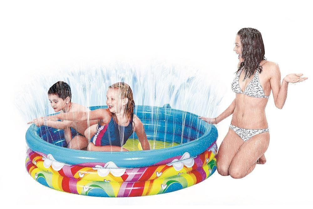 59" Hearts, Rainbows, and Clouds Inflatable Children's Spray Swimming Pool