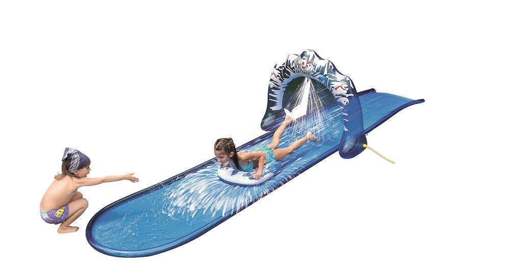 196" Blue and White "Ice Breaker" Inflatable Ground Level Water Slide