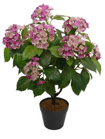 25.75" Decorative Potted Artificial Green and Pink Hydrangea Plant