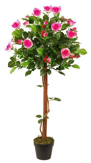 49.5" Decorative Potted Artificial White and Pink Floral Rose Garden Tree