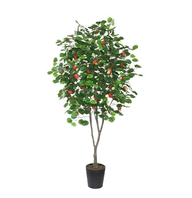 6.5' Decorative Potted Artificial Red Apple Tree with Two Tone Green Leaves