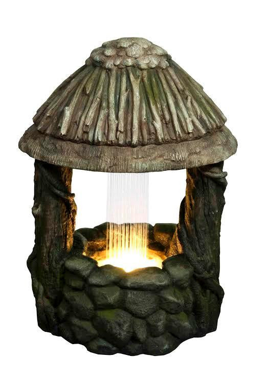 25.5" LED Lighted Nature's Wishing Well Spring Outdoor Garden Water Fountain