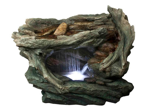 31" LED Lighted Woodland Grotto with Stones Spring Outdoor Garden Water Fountain