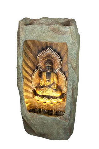 39.25" LED Lighted Protection and Blessing Buddha Spring Outdoor Garden Water Fountain