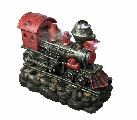 27.5" LED Lighted Red and Black Vintage Locomotive Train Spring Outdoor Garden Water Fountain