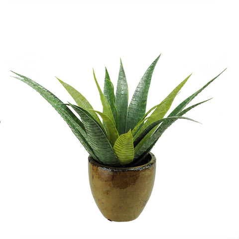 16" Artificial Green Agave Succulent Plant in a Decorative Brown Pot