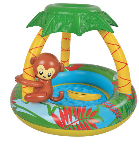 40" Inflatable Baby Swimming Pool with Palm Tree Sun Shade and Monkey