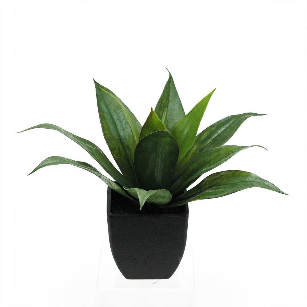 16" Artificial Green Agave Succulent Plant in a Decorative Black Pot