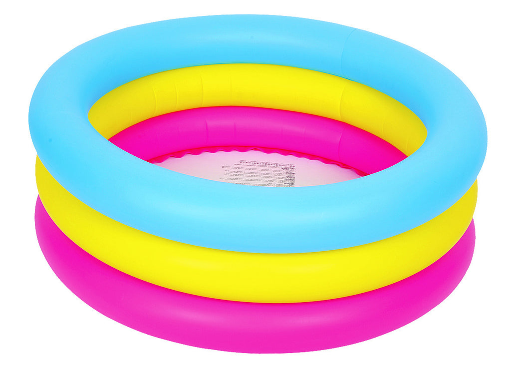 30" Inflatable Pink, Yellow and Blue Children's Swimming Pool