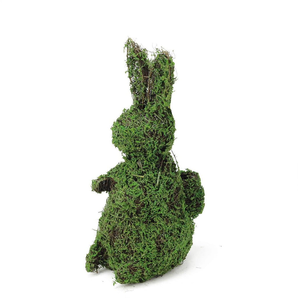 13.75" Brown Vine and Green Moss Bunny Rabbit with Back Basket Spring Table Top Easter Decoration