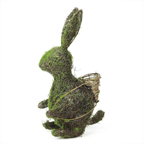 18.5" Brown and Green Grapevine and Moss Standing Bunny Rabbit Spring Table Top Easter Decoration