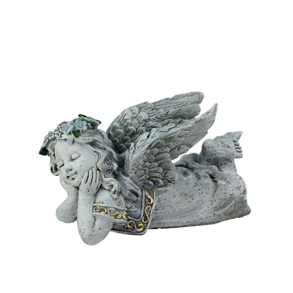 7.5" Heavenly Gardens Distressed Gray Daydreaming Cherub Angel Outdoor Patio Garden Statue