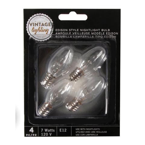 Set of 4 Cleveland Vintage Lighting Edison Style E12 Base Nightlight Bulbs - 7 Watts