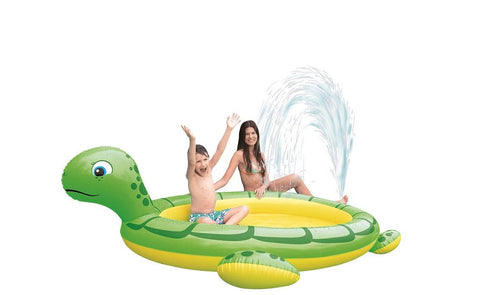 214" Green and Yellow Inflatable Sea Turtle Children's Spray Pool