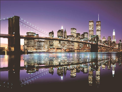 LED Lighted Famous New York City Brooklyn Bridge Skyline Canvas Wall Art 15.75" x 39.25"