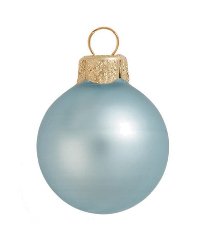 14ct Matte Baby Blue Glass Ball Christmas Ornaments 2" (50mm)