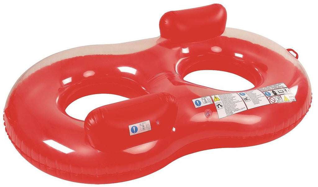 74" Red and Transparent Duo Circular Inflatable Swimming Pool Lounger