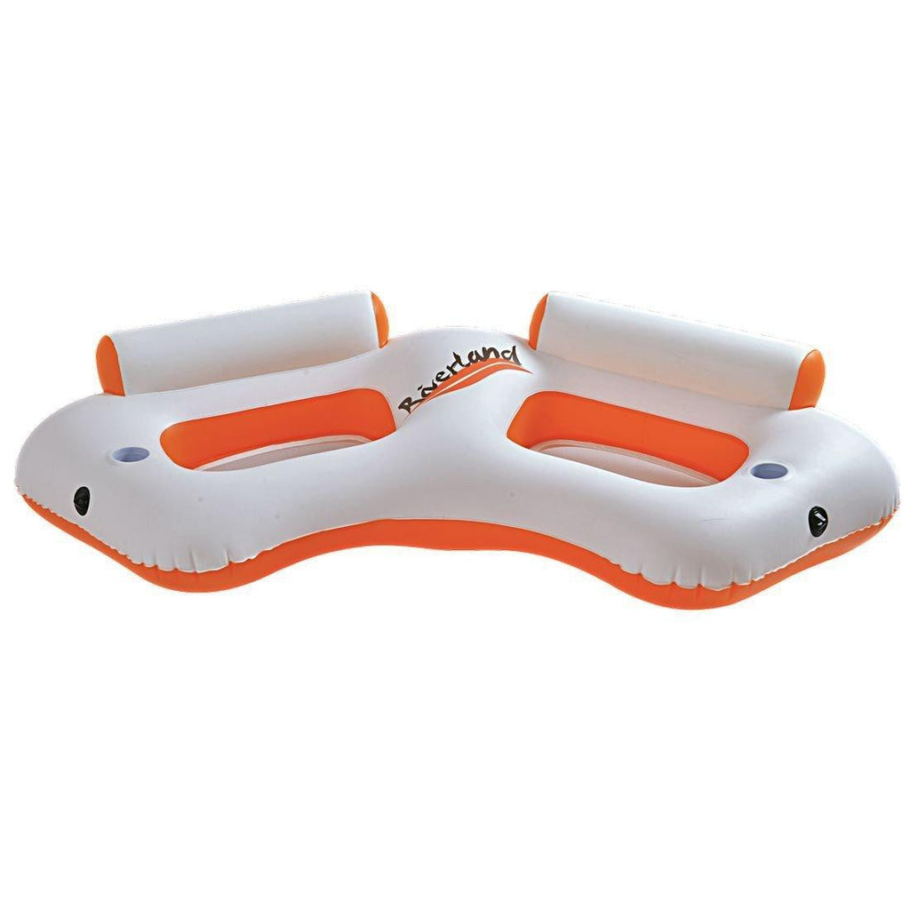 85" Orange and White "Riverland" Inflatable Two Person Swimming Pool Sofa