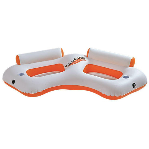 85" Orange and White "Riverland" Inflatable Two Person Swimming Pool Sofa