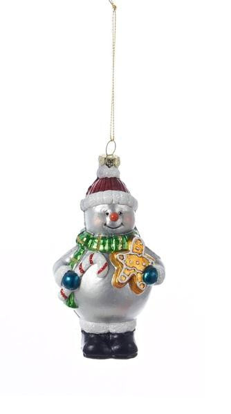 4.5" Decorative Jolly Snowman with a Green Scarf Christmas Shatterproof Ornament