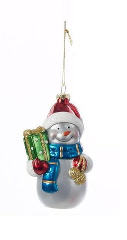 4.5" Decorative Jolly Snowman with a Blue Scarf Christmas Shatterproof Ornament