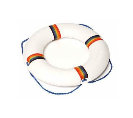 21" White and Multicolored Swimming Pool Summer Safety Ring Buoy