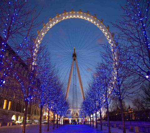 LED Lighted Famous Giant Ferris Wheel The London Eye Scene Canvas Wall Art 11.75" x 15.75"