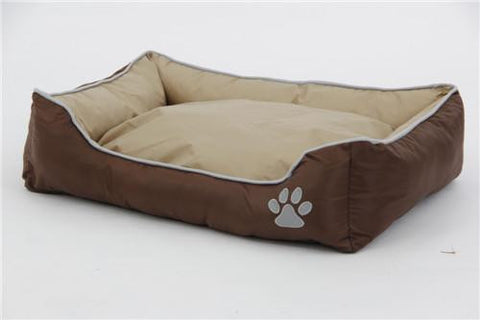 Olive Tan, Gray and Brown Waterproof Plush Oxford Pet Bed Sleeper Lounge - Extra Small