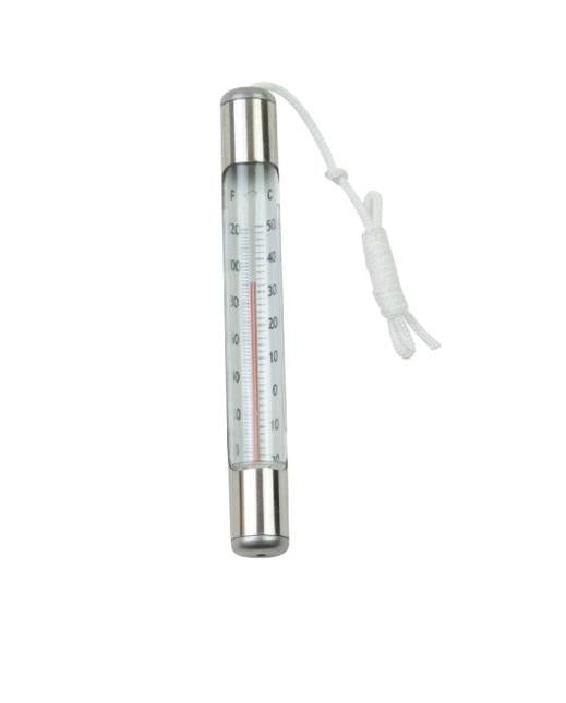 6.75" Silver Metallic Round Swimming Pool Thermometer with Cord