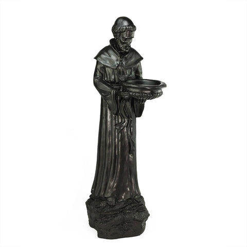 24" St. Francis of Assisi Dark Brown Religious Bird Feeder Outdoor Patio Garden Statue