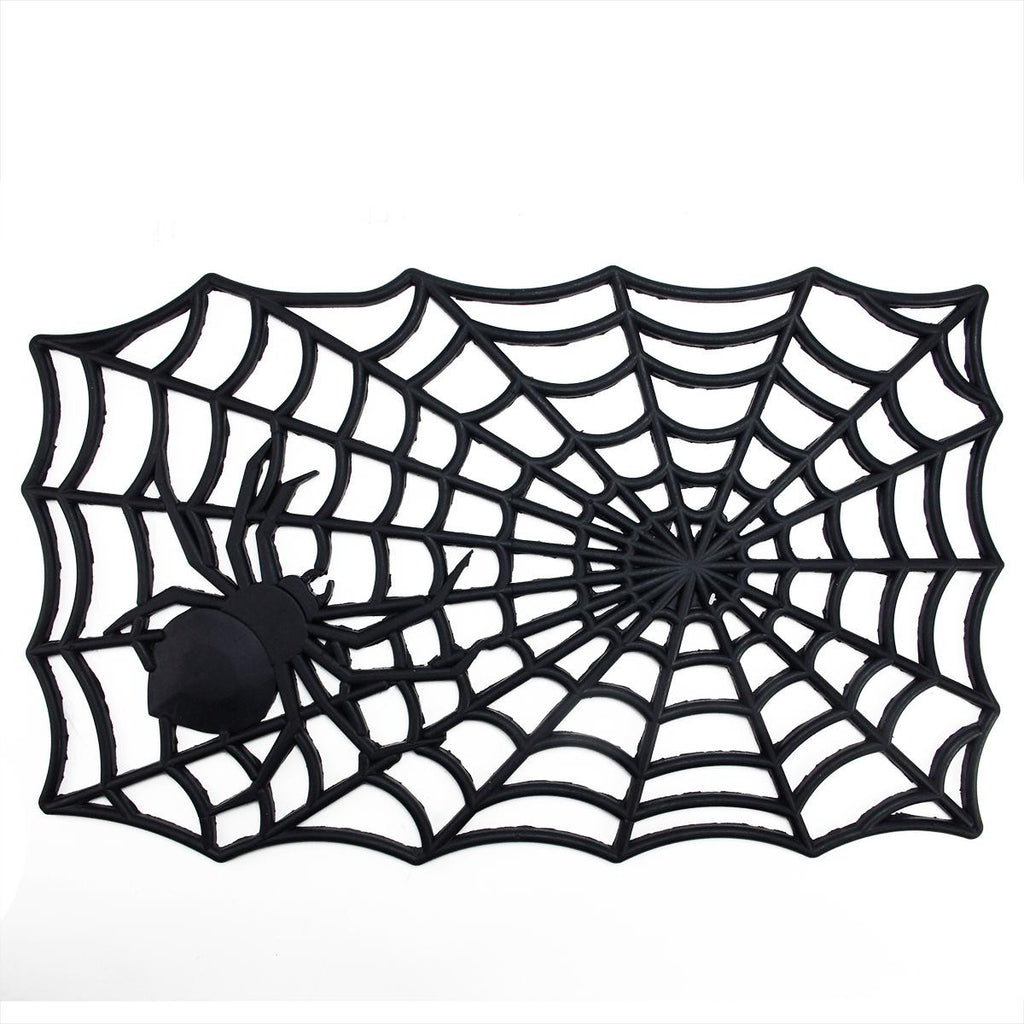 Decorative Black Spider Web Outdoor Rubber Halloween Door Mat 29" x 17.75"