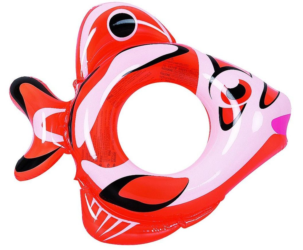 34" Orange and White Inflatable Fish Children's Swimming Pool Swim Ring Inner Tube