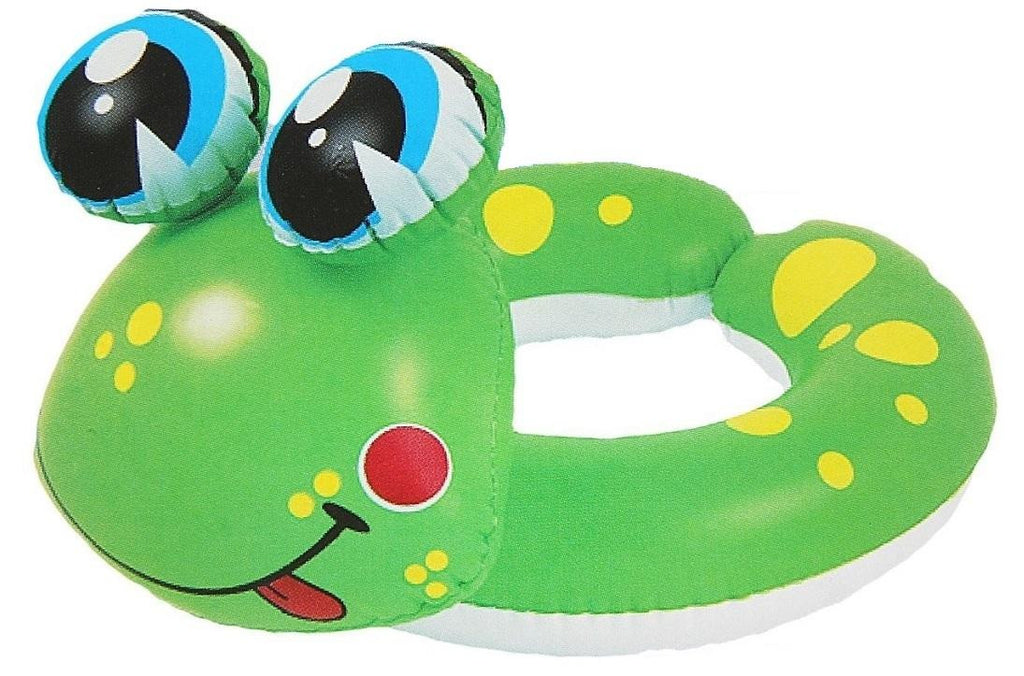 24" Green and Yellow Frog Children's Inflatable Swimming Pool Split Ring Inner Tube