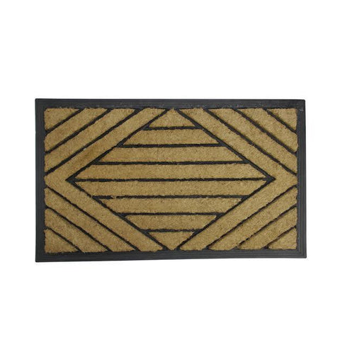 Decorative Black Rubber and Coir Outdoor Rectangular Door Mat 29.5" x 17.5"